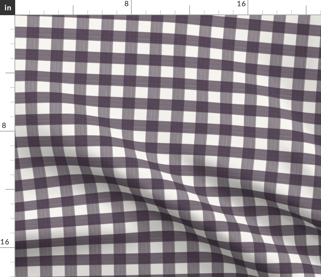 3/4” Gingham Aubergine on Cream