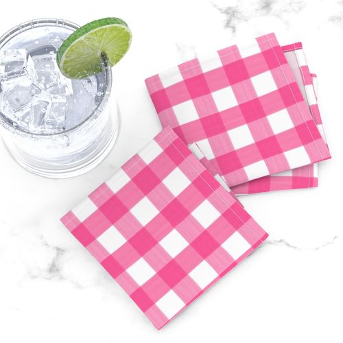 3/4” Gingham Hot Pink on White