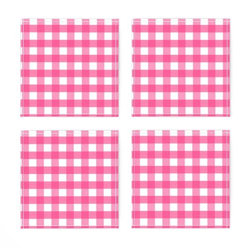 3/4” Gingham Hot Pink on White