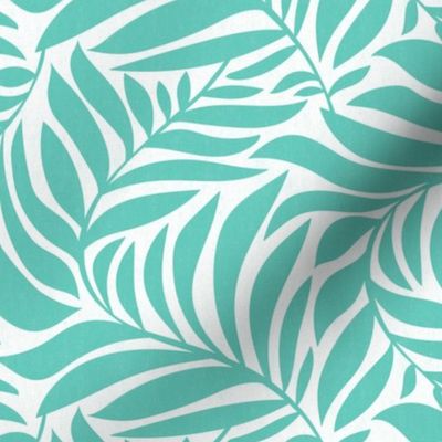 Flowing Leaves Botanical - White Aqua Regular Scale