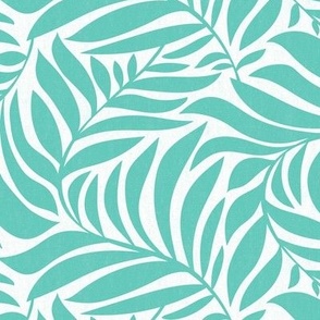 Flowing Leaves Botanical - White Aqua Regular Scale