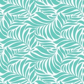 Flowing Leaves Botanical - White Aqua Small Scale