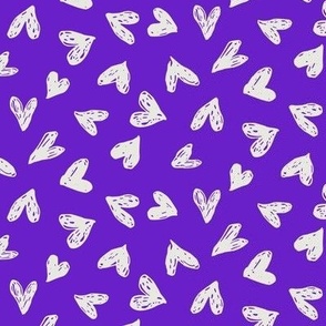 Scribble Hearts Purple (medium) || valentine love sweetheart lovecore pattern