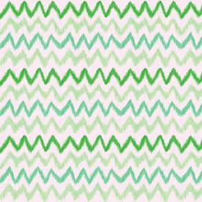 Handpainted Ikat Stripes in Green - Small