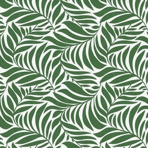 Flowing Leaves Botanical -  White Green Small Scale