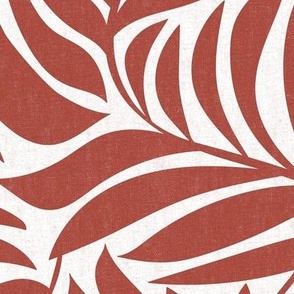 Flowing Leaves Botanical - White Terra Cotta Red Large Scale