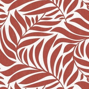 Flowing Leaves Botanical - White Terra Cotta Red Regular Scale