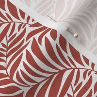 Flowing Leaves Botanical - White Terra Cotta Red Small Scale