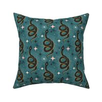 Slither Through The Stars - Vintage Boho Snake Teal Regular Scale