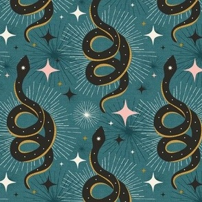 Slither Through The Stars - Vintage Boho Snake Teal Regular Scale