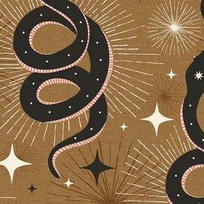 Slither Through The Stars - Vintage Boho Snake Gold Large Scale