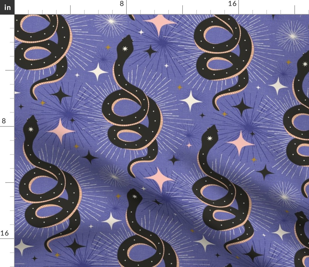 Slither Through The Stars - Vintage Boho Snake Very Peri Purple Large Scale