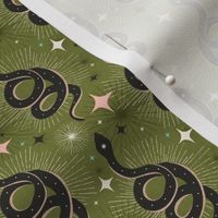 Slither Through The Stars - Vintage Boho Snake Green Green Scale