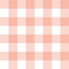 Rustic 1” linen check - peachy pink