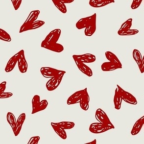 Scribble Hearts Red II (large) || valentine love sweetheart lovecore pattern