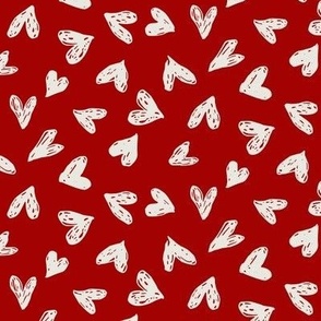 Scribble Hearts Red (medium) || valentine love sweetheart lovecore pattern