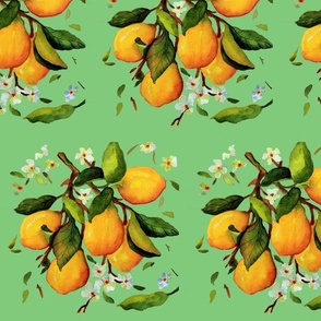 213. Sunny lemons on Mint Green (Medium Size)