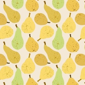 Pears in gold and green