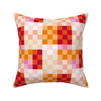 Rainbow ombre checker - checkerboard colorful gingham trend pink red girls