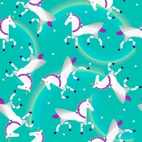 Normal scale • Happy unicorn green background