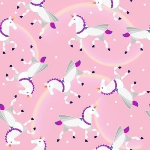 Normal scale • Happy unicorn pink background