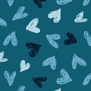 Scribble Hearts Blue Teal Monochrome (large)