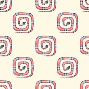 Coral snakes geometric pattern on milky white background
