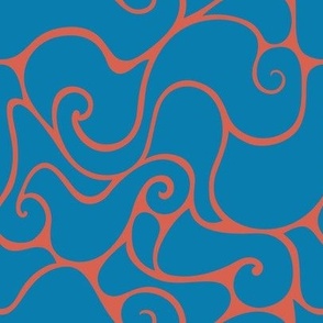 Retro Liquid Swirls in Blue Tomato