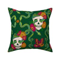 Floral Skull Snake - Deep Emerald