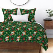 Floral Skull Snake - Deep Emerald