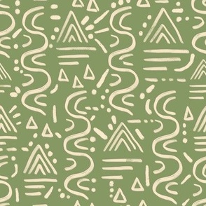 Desert Glyphs Mudcloth - Green - large scale
