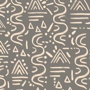 Desert Glyphs Mudcloth - Gray - large scale