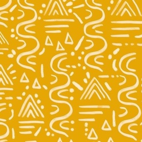 Desert Glyphs Mudcloth - Yellow - large scale