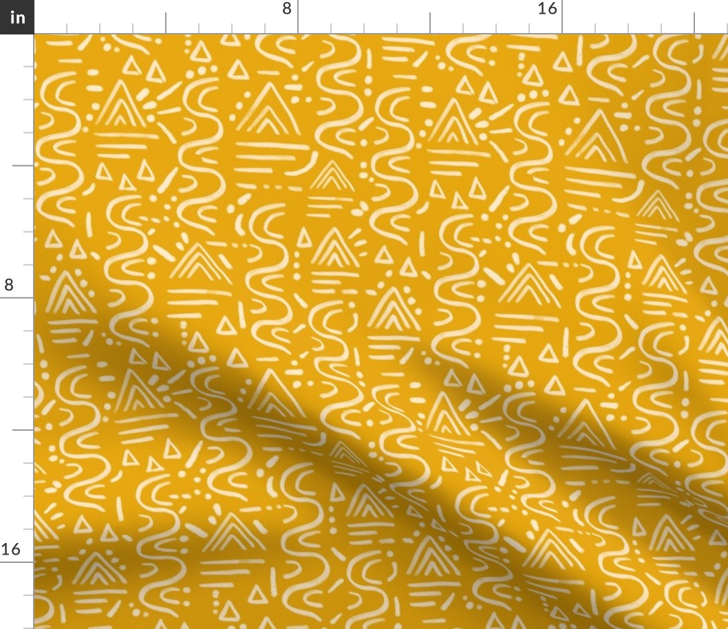 Desert Glyphs Mudcloth - Yellow - large scale