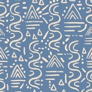 Desert Glyphs Mudcloth - Blue - large scale
