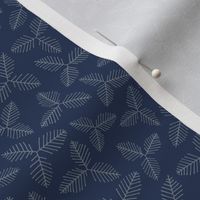 Strawberry Leaves - Navy - Small Scale
