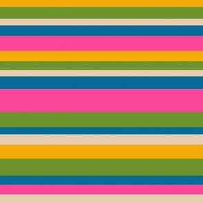 Bayadere Horizontal Stripes in Retro Neon Colors