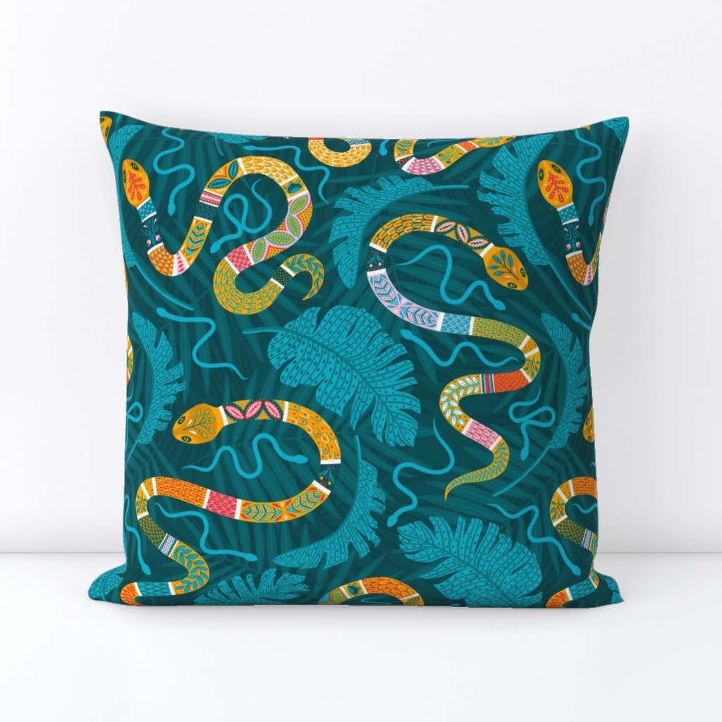 hissterical snakes teal mustard 