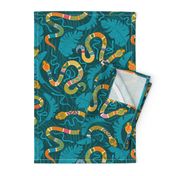 hissterical snakes teal mustard 