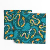 hissterical snakes teal mustard 