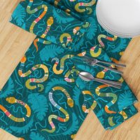 hissterical snakes teal mustard 