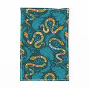 hissterical snakes teal mustard 