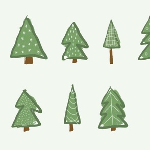 (large) Christmas Trees - Hand drawn cute trees