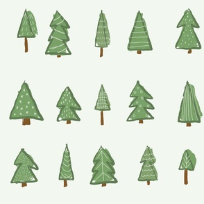 (medium) Christmas Trees - Hand drawn cute trees