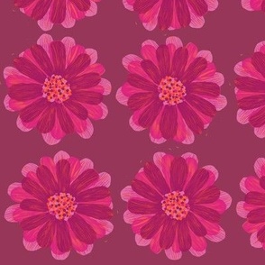 Pink & Purple Daisy Tile deep fuschia