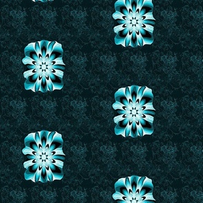 monochromatic floral patch - aqua