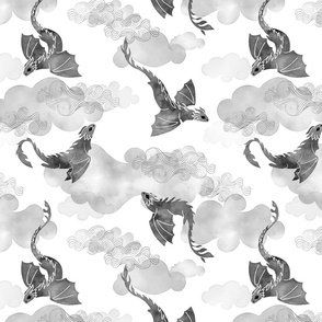 Dragons clouds grey gray small