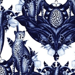 Cheetah Angels/monochromatic blue/large scale