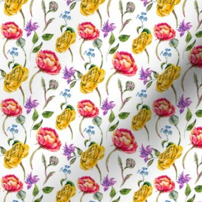 Cottagecore ranunculus watercolor flowers