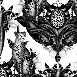 Cheetah angels on white/grayscale/large scale